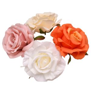 Coroa de grinaldas 30pcs/12cm Big White Rose Rose Artificial Flor Heads Diy Scrapbooking Casamento Casamento Decoração de bolo de festa