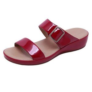 Tofflor tofflor Timetangwomen spänne för bekväm ortopedisk bågram Flip Summer Casual Soes Slide Up Fasion OT Outdore061 H240326SK0L