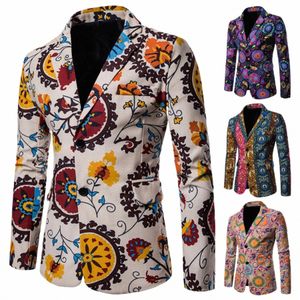 autumn And Winter Coat Jacket Men Blazers Suits Causal Fr Suit Slim Fit Ethnic Floral Retro Dr Mens Blazer Masculino Coat e6sL#