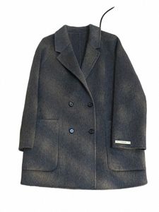 여자 캐주얼 한 단색 더블 가슴 주머니 장식 재킷, 가을과 겨울 x1fq#
