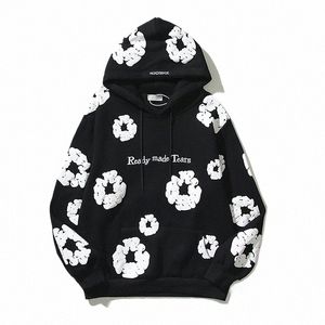 Retro Foam Kapok Print Brief Stickerei Pullover Hoodies Männer und Frauen Streetwear Oversize Fleece Mit Kapuze Sweatshirts 31GG #