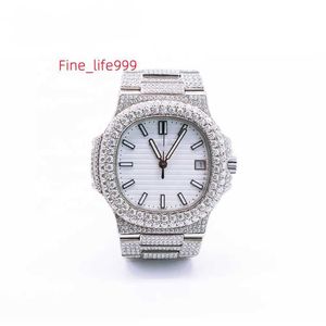 맞춤형 디자인 및 고급 스터드 아날로그 스테인리스 스틸 아이디 아웃 VVS CLERITY FULL MOISSANITE DIAMOND HIP HOP WRIST WATCH