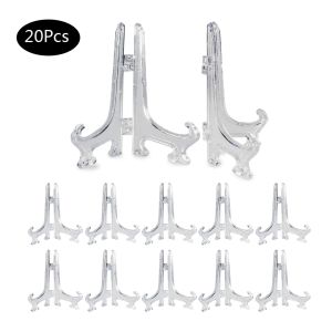 Racks 20Pcs Adjustable Folding Display Stands Racks Plastic Easels Plate Picture Photo Frame Card Holders for Wedding Home Decoration