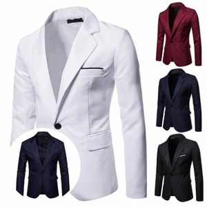 Classic Men Suit Coat Lg Sleeve Masculino Terno Casaco Bonito Lapela Terno Casaco u9rF #