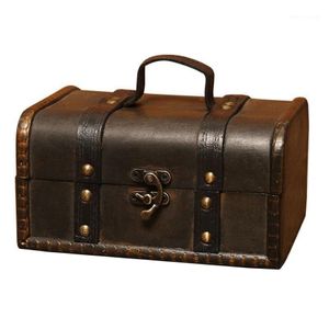 Jewelry Pouches Bags Retro Treasure Chest Vintage Wooden Storage Box Antique Style Organizer For Wardrobe Trinket Buckle1226R