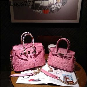 Handbag Genuine Luxurys Leather Bk Spring/summer 2024 Crocodile Pattern Mini Advanced Sense Net Red Cross Body Tide