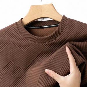 spring and Autumn Men's Casual Jacquard Lg sleeved Round Neck T-shirt Fi Top 459N#