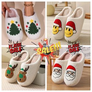 Comfortable Home Cute Cartoon Santa Claus Couples Warm Cotton GAI Christmas Designer Elk Lovely Thick Plush Unisex Winter White slippers Cream 2024