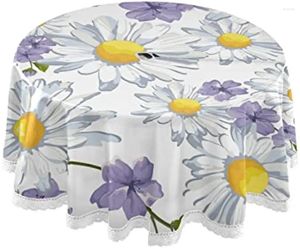 Masa bezi Camomile Çiçek Şemsiye Deliği Yuvarlak masa örtüsü açık ve kapalı, fermuarlı yıkanabilir 60 inç