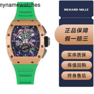 Richardmills Watch Milles Wristwatches 기계식 Richarmillsr 남성 RM1101 Rose Gold Green