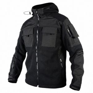 Mege Brand Tactical Fleece Kurtka dla mężczyzn Wojskowe Kambla zewnętrzna Multi Pockets Kaptur Fall Warm Black Jacket Softshell Coat 66zr#