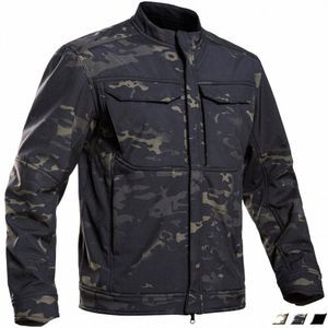 Vinterrockar män taktisk bombplan moto jacka armé camo hajskinn multi-pocket softshell jackor utomhusjakt airsoft b7e4#