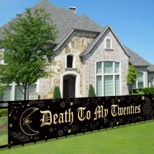 Accessories Death To My Twenties Birthday Banner Backdrop Decorations for Women Men Gold 30th Birthday Party Photo Booth Props Sign Supplies