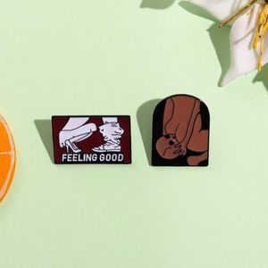 Hip-Hop Punk Humorous Enamel Pin Feeling Good Jewelry Gift Lapel Clothes Brooches Jewelry For Friend Gift Custom Wholesale