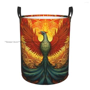 Laundry Bags Dirty Basket Ancient Phoenixes Rising Folding Clothing Storage Bucket Home Waterproof Organizer