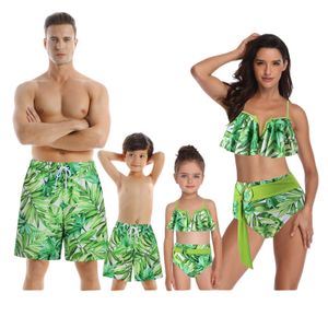 European and American Family Swimwear Set Mother Daughter Bikini Dad Son Pants parent-child swimsuits, men's beach pants, women's bikini sunscreen blouse