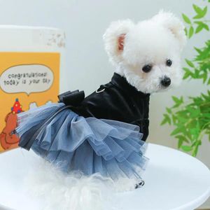 Hundkläder lyxiga halloween bröllopsdräkt för små hundar charmig husdjursklänning med stor bowknot fest chihuahua outfit