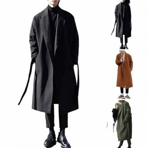 men Loose Coat Stylish Men's Loose Casual Overcoat for Autumn Winter Office Look Trendy Lg Sleeve Coat for Off-duty for A 844D#