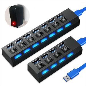 High Speed ​​3.0 USB Splitter 4 7 Ports Multi Hab med Power Adapter Multiple Expander 2.0 för PC -bärbar dator