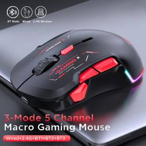 Ratos de jogo sem fio recarregável led backlight bluetooth mause 10000dpi computador mouse gamer rgb ratos com cabo para computador portátil