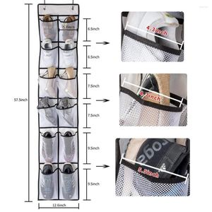 Storage Bags Wall-mounted Net Shoes Organizer Rack Non-woven Fabric Grid White Cloth Over Door Bag Household