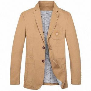 autumn Spring New Fi Men Casual Blazer Jacket Cott Embroidery 2 Butt Suit Blazer OUTWEAR Coat Male Clothes Plus Size f5Z7#