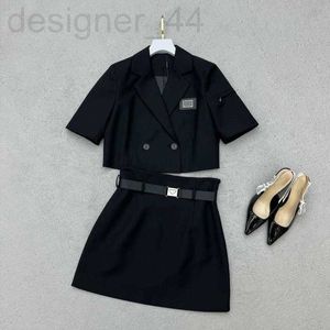 Duas peças vestido designer designer mulheres piefashion lapela manga comprida jaqueta de cintura alta saias plissadas clássico saia de fenda ternos semana 5sz6