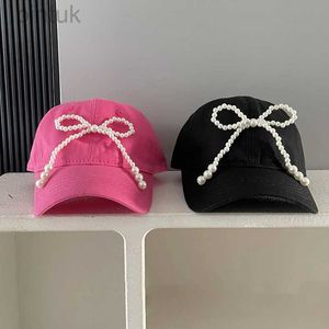 Ball Caps Girl Pearl Bow Kont Baseball Hat Korean Fashion Y2K Beach Hat Summer Sun Protection Children Baseball Cap Girl Sweet Hip Hop Hat 24327