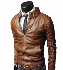 2023 Brand New Men's Motorcycle Leather Jacket Slim Men Faux Leather Jacket Outer Wear Clothing for Male Gnt Man Jackets P5F1#