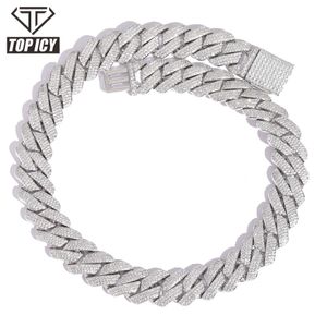 Top Icy 20Mm 3Rows Chain Box Clasp Man Hip Hop Sterling Sier Moissanite Cuban Necklace