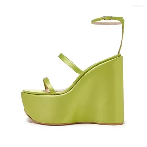 2024 Fashion Women's Sandals Round Head Tjock Bottom Slope Heel Platform Pin Buckle Open-Toe Party Prom Sweet Style 1406