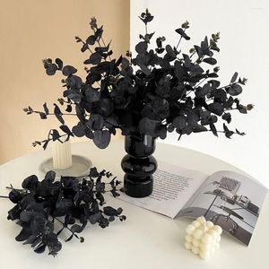 Dekorativa blommor 5-delvis realistiska simuleringsblad för inomhus/utomhus lågt underhåll Långvarig hållbarhet Black 34