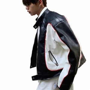 American Retro Jackets Men Kobiety Ctrasting Colours Trendy Pary Functital Racing Płaszcz High-end High Street Jackets N7CR#