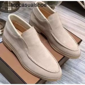 Loro piano lp lorospianasl camurça camurça aberta sapatos casuais boots moda feminina escorrega em homens andando apartamentos clássicos designer de luxo de bota curta clássica para sapato unissex