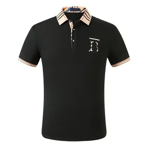 Camisa polo de algodão de manga curta bordada de alta qualidade masculina camiseta roupas da moda verão top de luxo