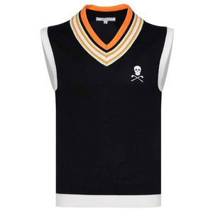 Herbst und Winter Golf Herrenbekleidung Outdoor-Sport Ärmelloses Hemd Bequemes und atmungsaktives einfarbiges Pullover-Tanktop mit V-Ausschnitt Lässiges, vielseitiges Strickoberteil