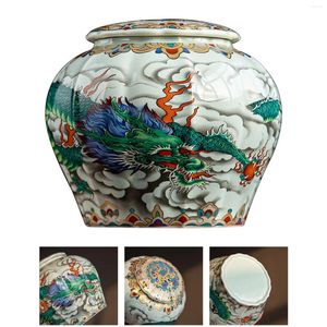 Storage Bottles Ginger Jar Ceramic Decorative Dragon Printed Chinese Temple For Dining Table Tea House Home Office