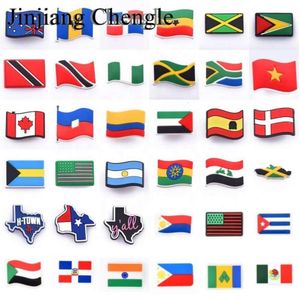 Popular Designs Available Promotional Country Flag Shoes Decoration Charms Soft PVC Shoe for DIY Clog