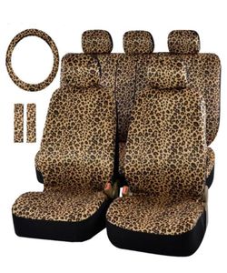 Capas de assento de carro 12pcs conjunto de leopardo estilo protetor universal caber a maioria dos carros capa auto interior drecoationcar9713651