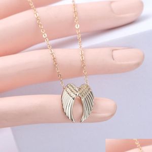 Pendant Necklaces Angel Wings Feather Choker Vintage Necklace Gift For Women Girl Female New Fashion Jewelry With Paper Card Drop Deli Dhzau