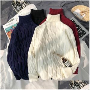 남자의 스웨터 남성 플러스 크기 6xL 7xL 한국 패션 트렌드 니트 옷 트위스트 패턴 점퍼 가을 turtleneck plover dh7lw