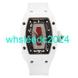 Mäns armbandsur Richardmills Luxury Watches RM07-01 Red Lip White Ceramic Side Rose Gold Disc Full T Diamond Diameter 45.66 * 31.40mm HBT8
