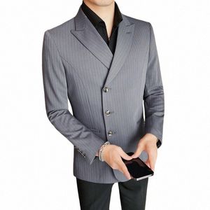 2024 Brand Single Breasted Suit Jacket Men British Style One Piece Casual Busin Blazers Social Banket Party Uniform Coat Q5n5#