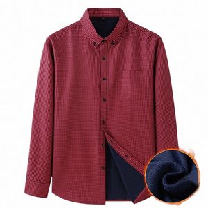 autunno inverno nuovi uomini Fi Lg manica camicia a quadri in pile e spessa camicia da uomo calda casual di alta qualità di grandi dimensioni 12XL F5z8 #