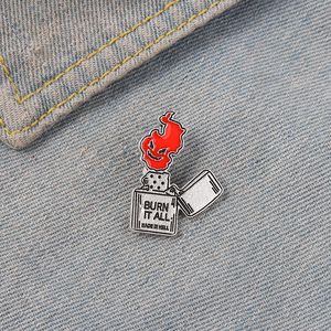 Kreatywny czerwony płomień Emalika Broch Ghost Szkielet Logawszy zabawa aluminiowe Pins Odznaka Punk Akcesoria Osobowość Prezenty biżuterii