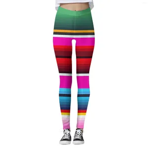 Women's Pants Casual Leggings Color Stripe Slim Fit Daily Fitness Yoga Workout Nine Minute Elastic High Waist