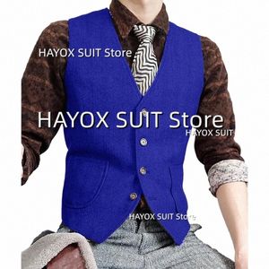 men's Suit Vest Waistcoat Tweed V-Neck Sleevel Jacket Fi Vintage Tooling Slim Fit Men Chalecos 2022 s22r#