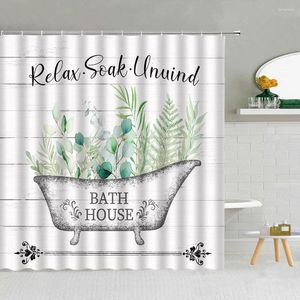 Занавески для душа, зеленая занавеска с растениями, летняя акварель, цветок, лист, бамбуковая ферма, современный минималистичный свежий декор для ванной комнаты