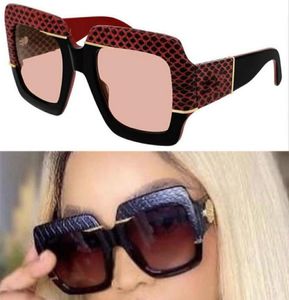 Mens Womens Sunglasses 0484 Fashion Classic Square Black Red Snakeskin Frame Glasses Trend Men and Women Stage Catwalk Style Top Q9271230