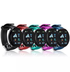 D18 Smart Watch Uomo Donna Pressione sanguigna Rotondo Smart braccialetto Impermeabile Sport Smart Watch Fitness Tracker per il telefono Android Ios9277279